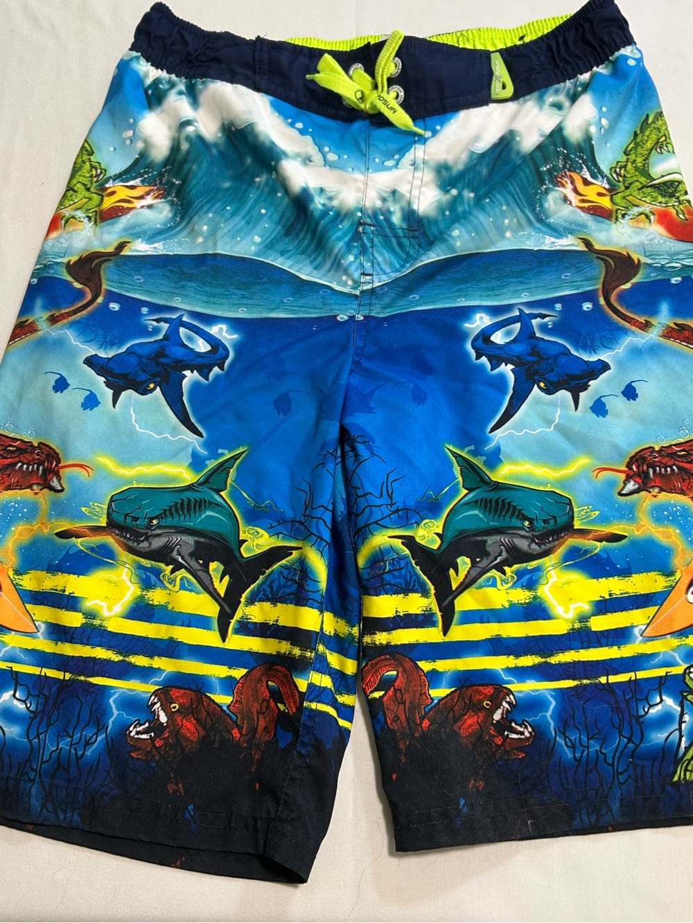 ZeroXposur Neon Yellow and Blue Boys Swim Shorts